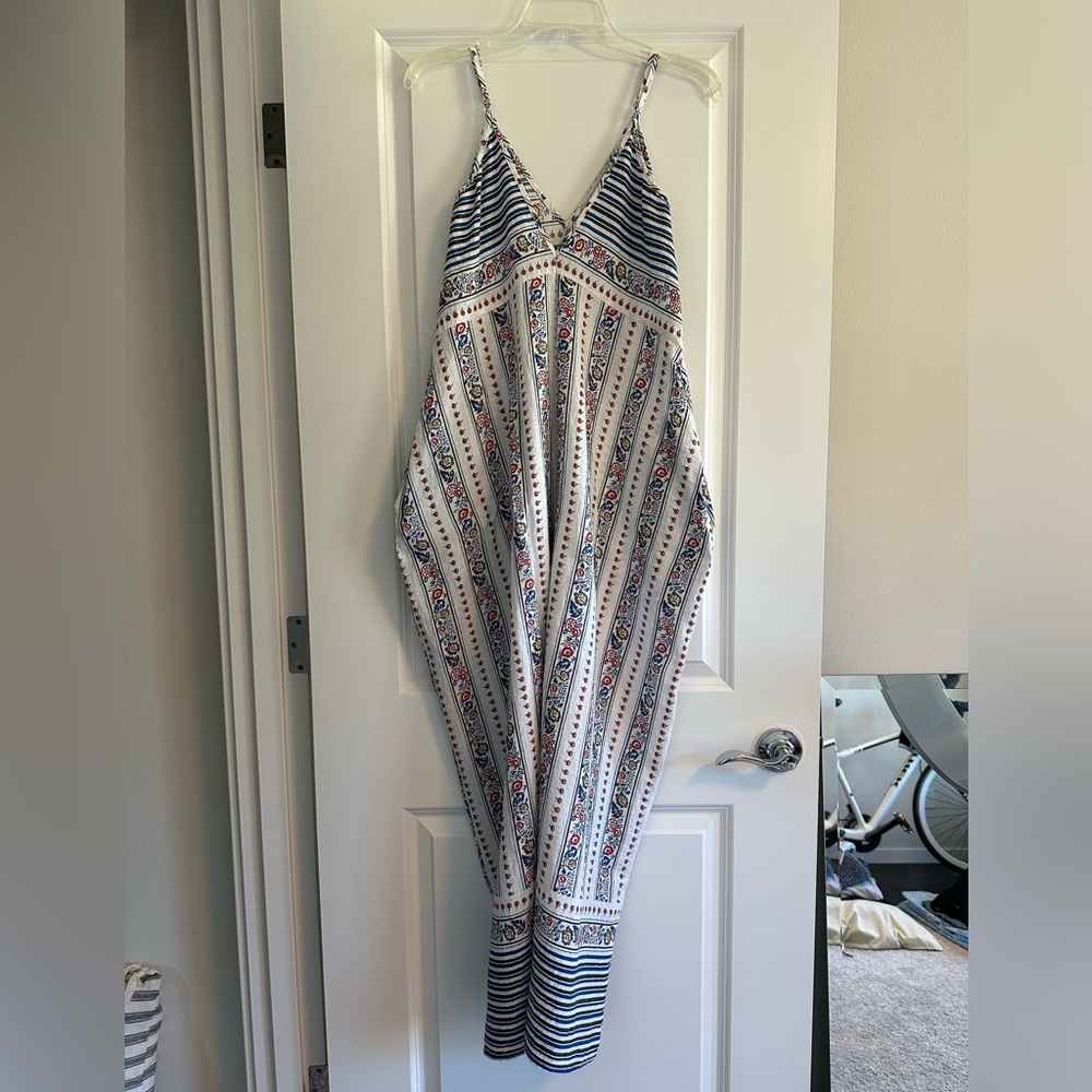 Mahina Blue and Red One Piece Geometric Maxi